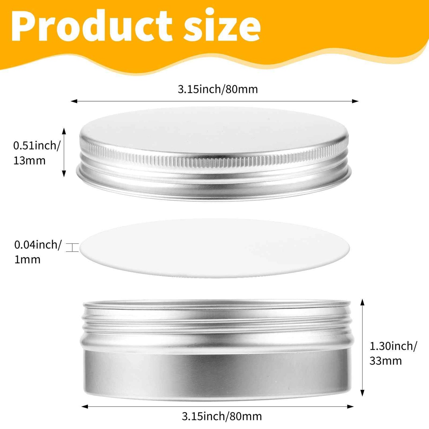 4 oz Tins with Lids, 30 Pack 4oz Tins Wide Mouth Aluminum Tin Cans, Durable Salve Containers Round Metal Tin with Lid,Candles or Salve(Silver)