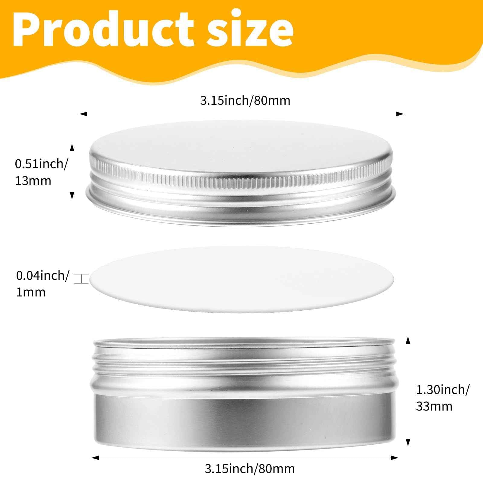 4 oz Tins with Lids, 30 Pack 4oz Tins Wide Mouth Aluminum Tin Cans, Durable Salve Containers Round Metal Tin with Lid,Candles or Salve(Silver)