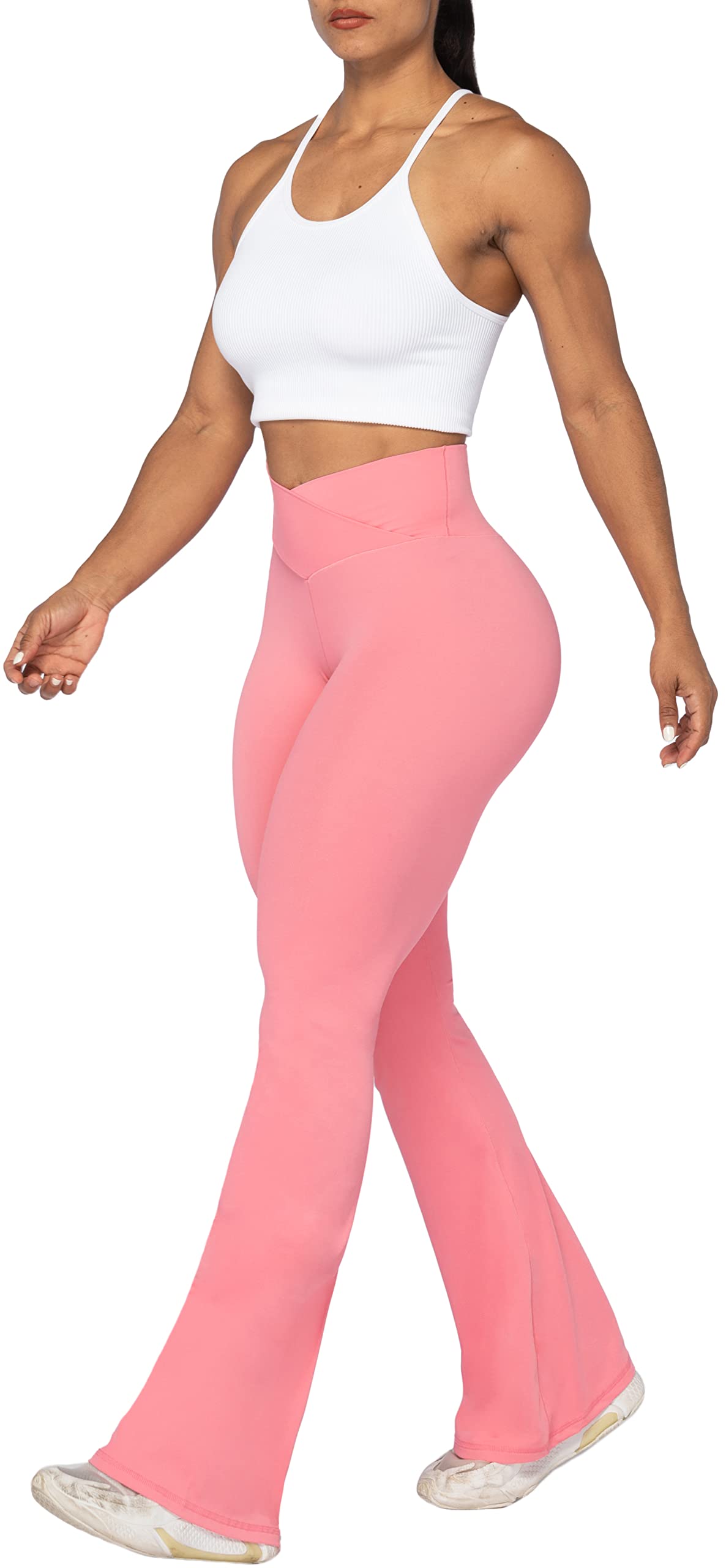 Sunzel Flare Leggings, Crossover Yoga Pants for Women with Tummy Control, High-Waisted and Wide Leg