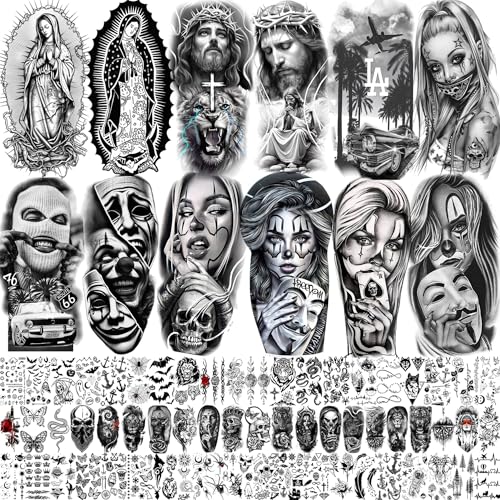 73 Sheets Chicano Temporary Tattoos For Women Men Adults