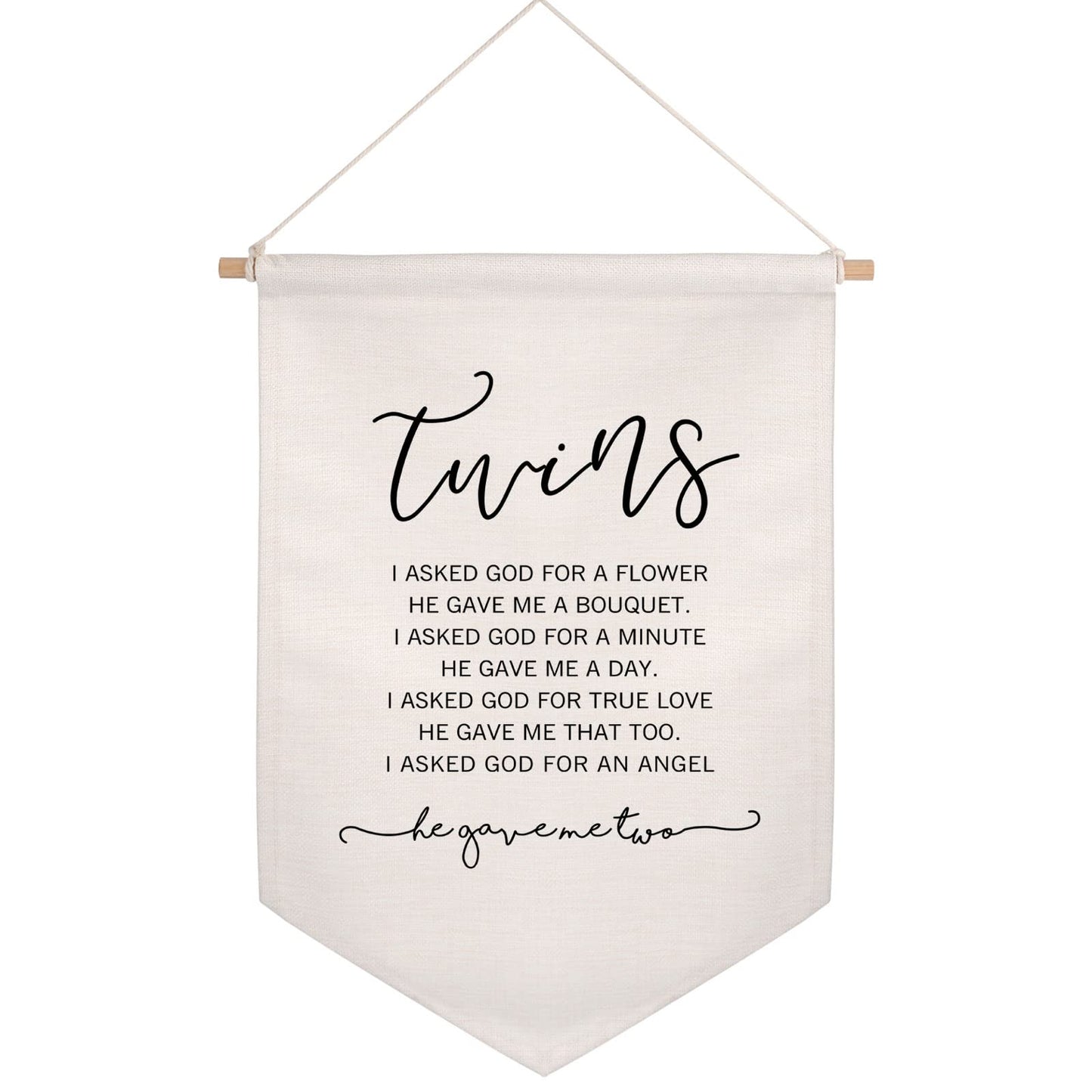 Twins Nursery Decor, Twin Nursery Wall Hanging, Twins Gift, Linen Banner Gifts, Wall Banner Gift for Twins, Twins Baby Gift, Kids Room Decor, Nursery Bed Decor Wall Art, Twin Nursery Wall Art Banner