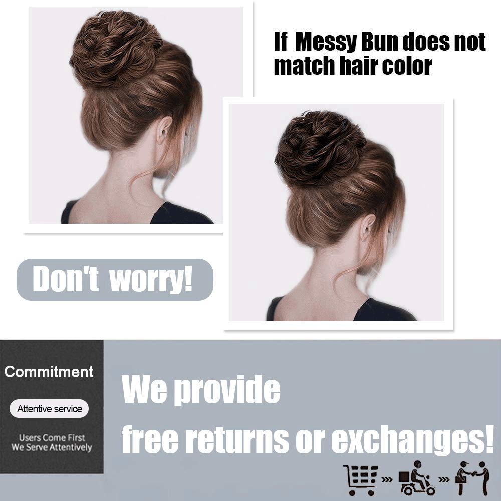 MORICA 1PCS Messy Hair Bun Hair Scrunchies Extension Curly Wavy Messy Synthetic Chignon for Women (Light Golden Auburn##)