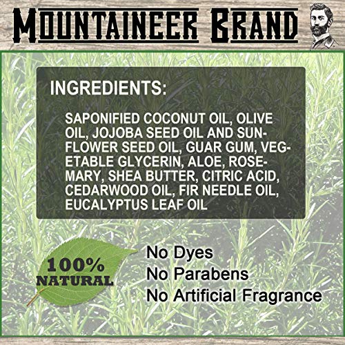 Mountaineer Brand Beard Wash for Men | 100% Natural Beard Shampoo | Thick Cleaning Softening Lather for Hair and Skin | Hydrate and Detangle | Grooming Treatment | WV Timber Scent 4oz