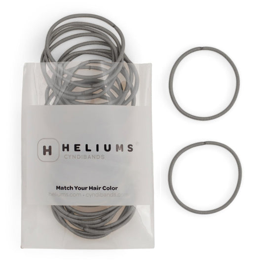 Heliums Thin Hair Elastics - Gray - 2mm Hair Ties for Thin Hair, 1.75 Inch, Medium Hold No Damage Ponytail Holders - 40 Count