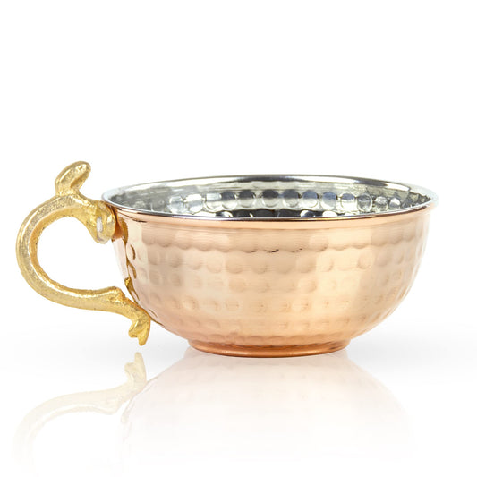 JAIRESTONE Copper Shaving Bowl and Cup - Turkish Hand Hammered Shaving Bowl - Safety Razor and Brush Holder - Traditional Shaving Cup - Lather Bowl for Shaving - Barbers Shop Utensil