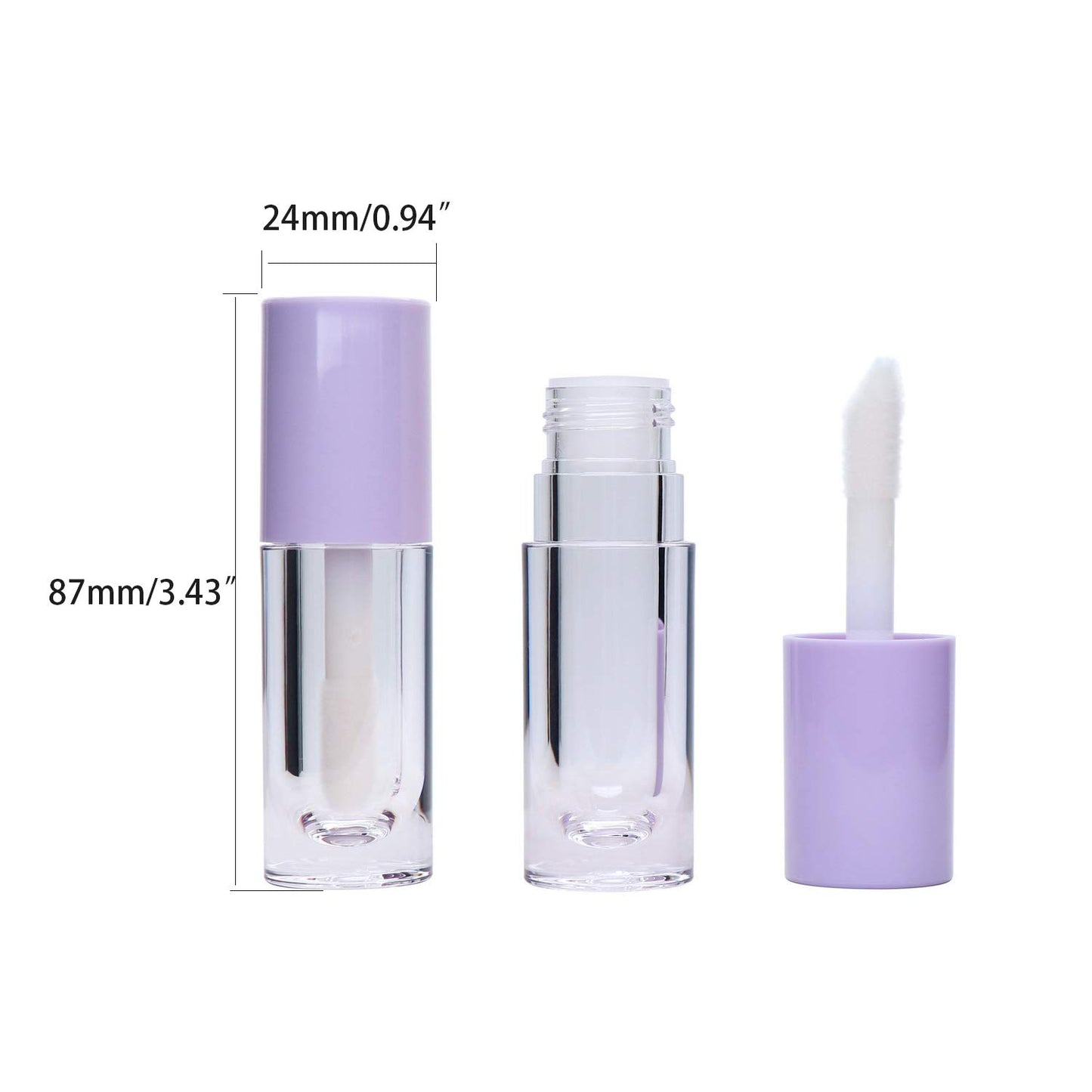 AJLTPA 8 Pieces Lip Gloss Tubes with Wand Empty, 6.5ml Refillable Lip Gloss Bottles Mini Lip Balm Bottles Transparent Lip Gloss Containers with Rubber Stoppers for DIY Lipgloss (purple)