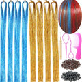 Hair Tinsel Extensions Kit - 8 Packs, Gold & Lake Blue Strands