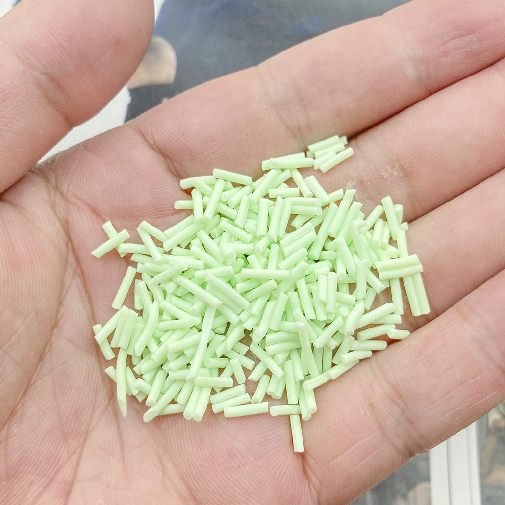 Mulutoo 100g Resin Fake Sprinkles Fake Candy Sprinkles Clay Sprinkles Polymer Sprinkles Polymer Clay Slices for Nail Art DIY Phone Case Crafts (Light Green-16)