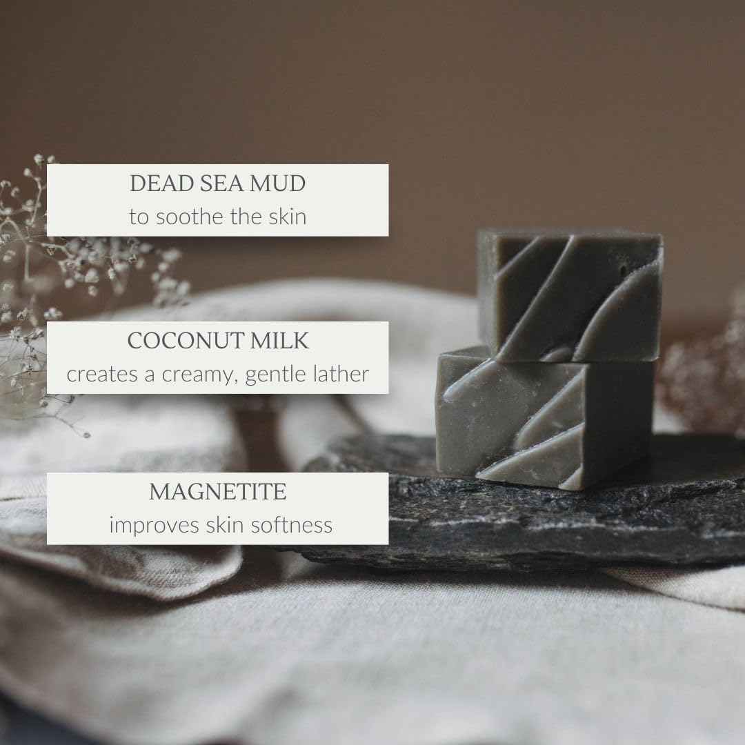 Osmia Skincare - Natural Black Clay Facial Soap Bar | Dead Sea Mud, Jojoba Oil, Mango Butter, Coconut Milk | Nourish, Soothe, Soften | Clean Beauty For Healthy Skin (2.25 oz | 64 g)