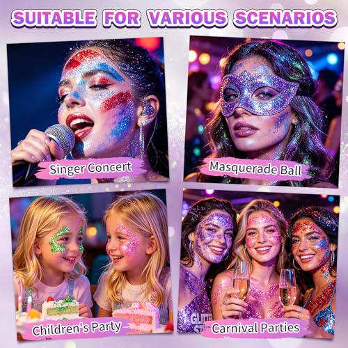 Red White Blue Holographic Glitter Stick Waterproof