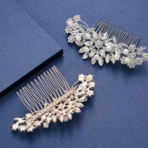 Crystal Pearl Wedding Hair Comb | Silver Bridal Accessory