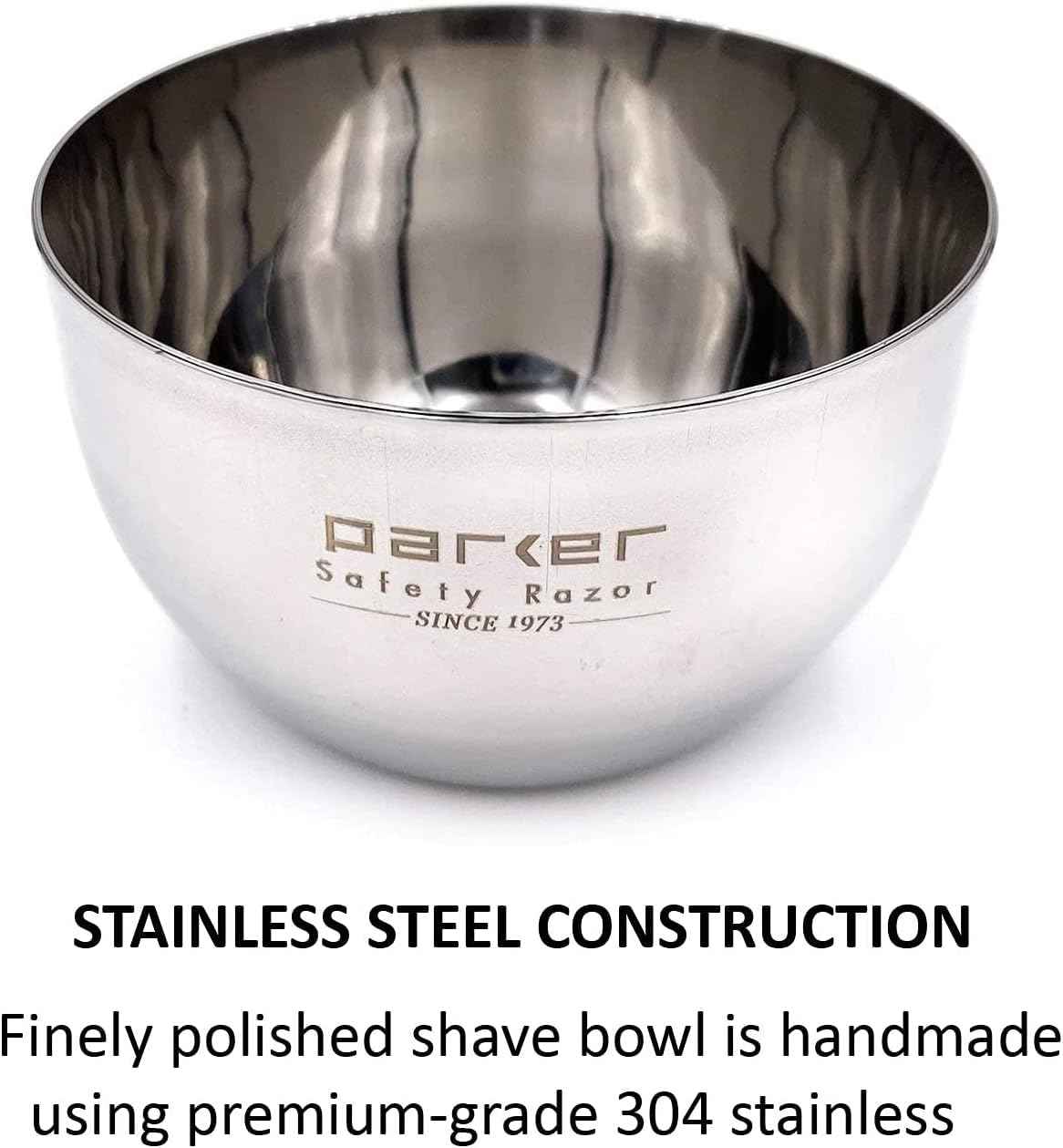 Parker Deluxe Unbreakable Stainless Steel Shaving Bowl – for use with your favorite Shave Soap or Lathering Shaving Cream