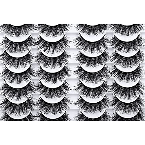 LANFLOWER 3D Faux Mink Lashes - 20mm Fluffy Volume, 14 Pairs