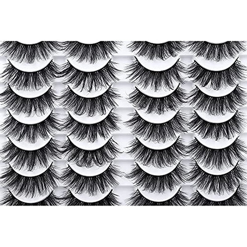 LANFLOWER 3D Faux Mink Eyelashes - 14 Pairs Fluffy Volume Lashes