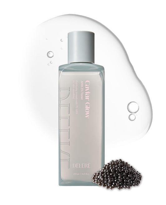 Delere Caviar AHA 3% Glow Toner | Korean Collagen Exfoliating Toner | Korean Exfoliator for Radiance, Collagen Skin Care, 250ml