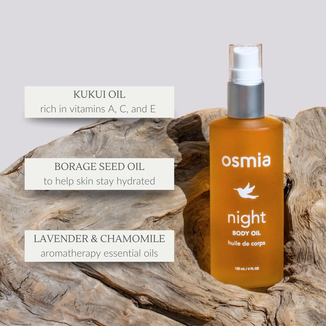 Osmia - Natural Night Body Oil | Clean Beauty For Healthy Skin (4 fl oz | 118 ml)