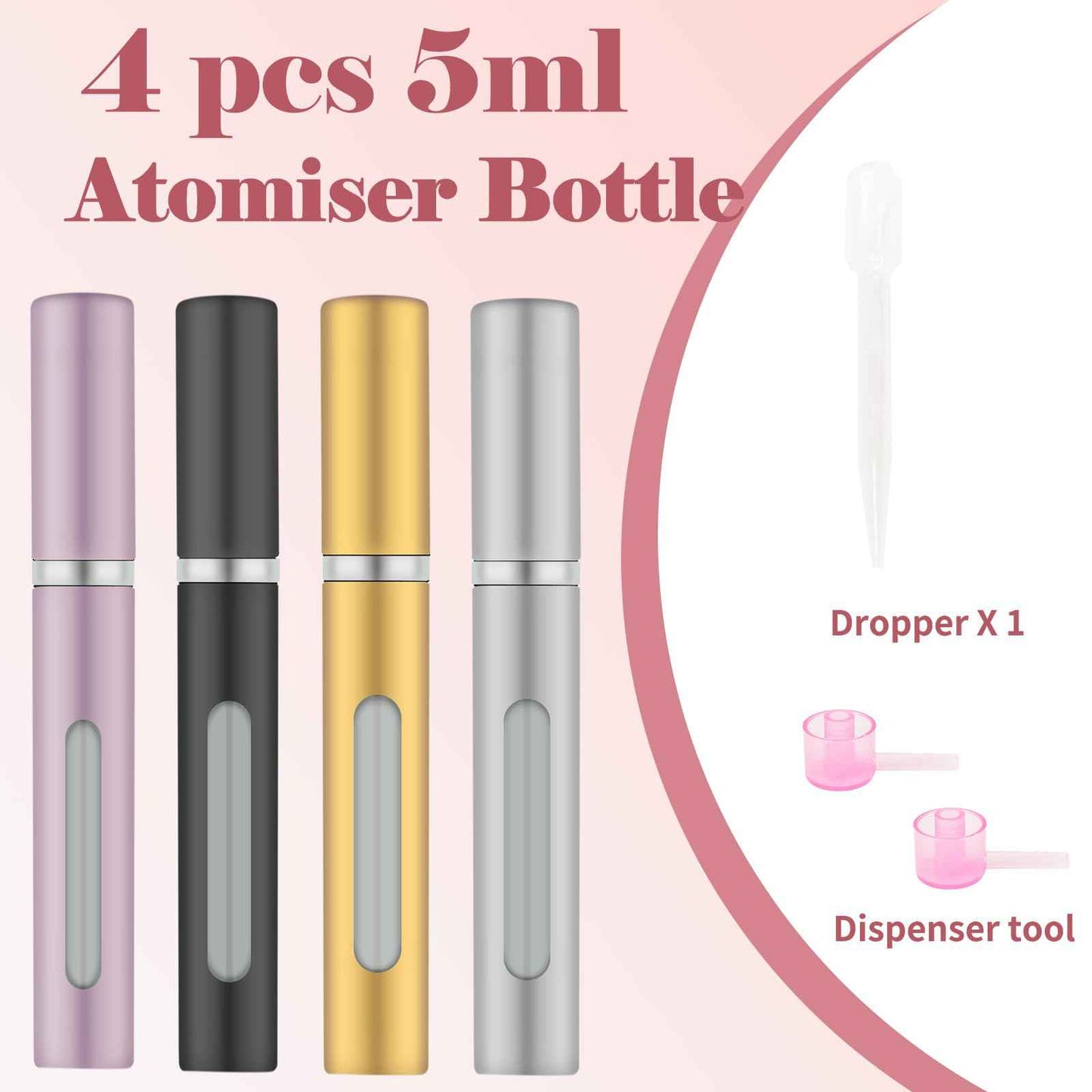 OBSGUMU 4pcs Mini Perfume Travel Bottle, Perfume Atomiser Refillable, 5ML Spray Bottles, Portable for Travel Holiday, Outdoor Activities and Business