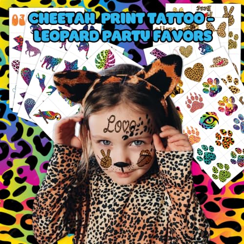 120 PCS Cheetah Print Temporary Tattoos for Kids