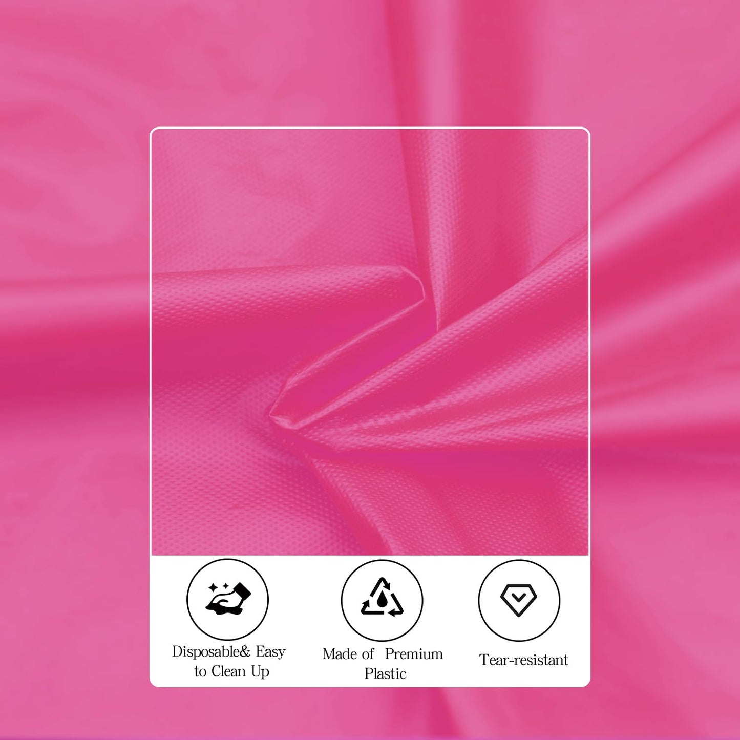 tujol Hot Pink 6 Pack Plastic Table Cloth 84", Disposable Round Tablecloth Table Cover, Plastic Table Cloths for Parties