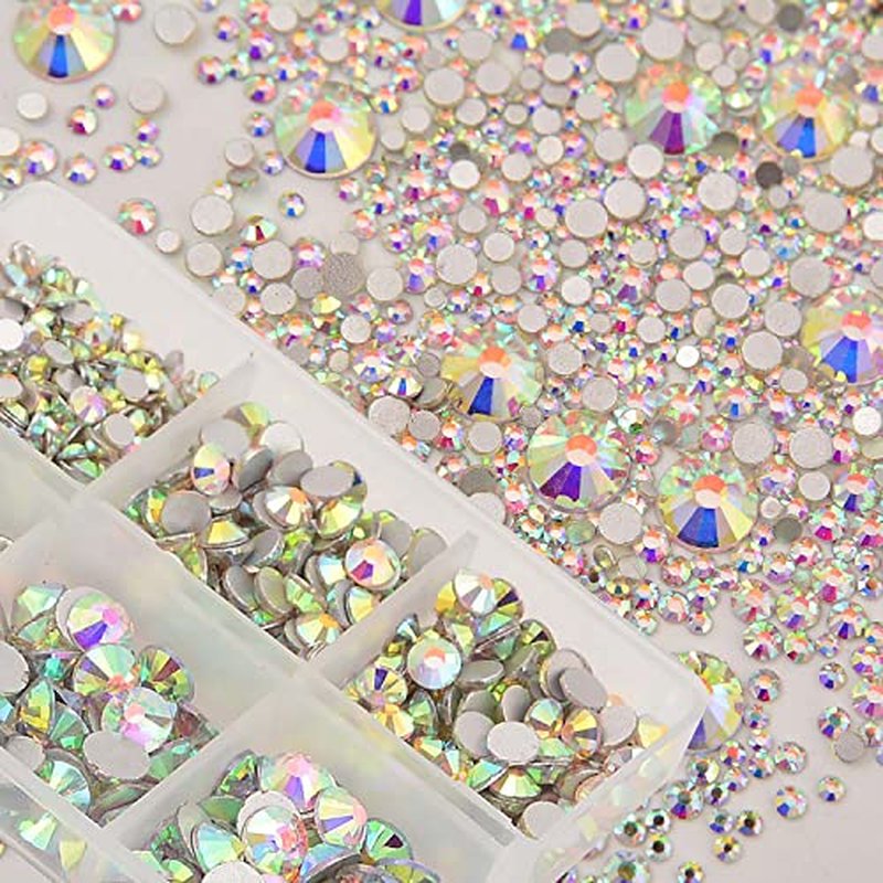 8000pc Non Hotfix Rhinestones 10 Sizes Glass Crystals Nail Art