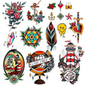 Vintage Sailor Jerry Temporary Tattoos - 2 Sheets, 16 Designs