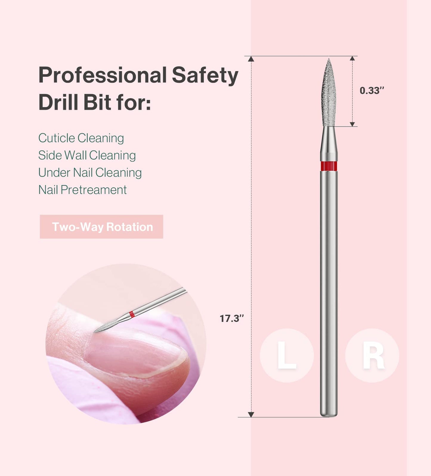 MelodySusie 2mm Flame Shape Cuticle Clean Nail Drill Bit 3/32'', Professional Safety Carbide Diamond Under Nail Cleaner for Cuticle Dead Skin Nail Prepare, Beginners Bits, Series Bit-S, Fine