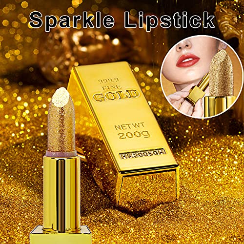Sparkle Gold Bar Lipstick - Waterproof Long-Lasting Shimmer