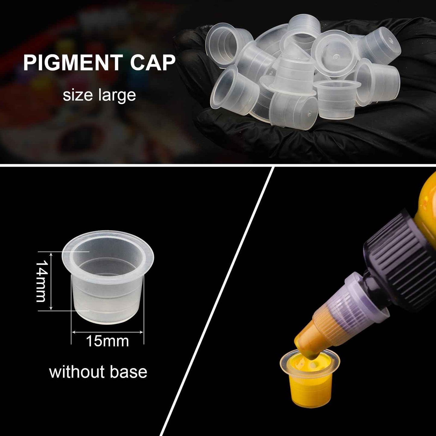 WZPB Ink Caps - 300Pcs Large Tattoo Ink Cups 15MM Ink Caps Pigment Cups Disposable Cups for Tattoo Ink Supplies