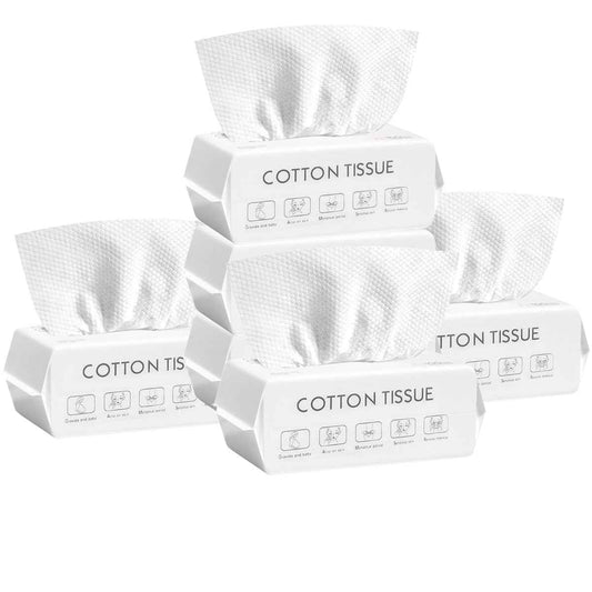 Disposable Face Towel, 100% Plant Cotton Fiber Biodegradable, Dry/Wet Use Facial Clean Washcloth Tissue Makeup Remover Cloth Pads Wipes for Sensitive Skin Cleaning,Travel (420 ct, 6 pack)