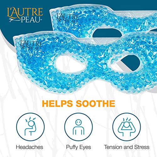USA Merchant - 2 Redesigned Therapeutic Spa Gel Bead Eye Masks - Hot/Cold Reusable Ice Packs with Flexible Beads - Compress Therapy for Puffy Eyes, Dark Circles, Headaches, Migraines, Stress Relief