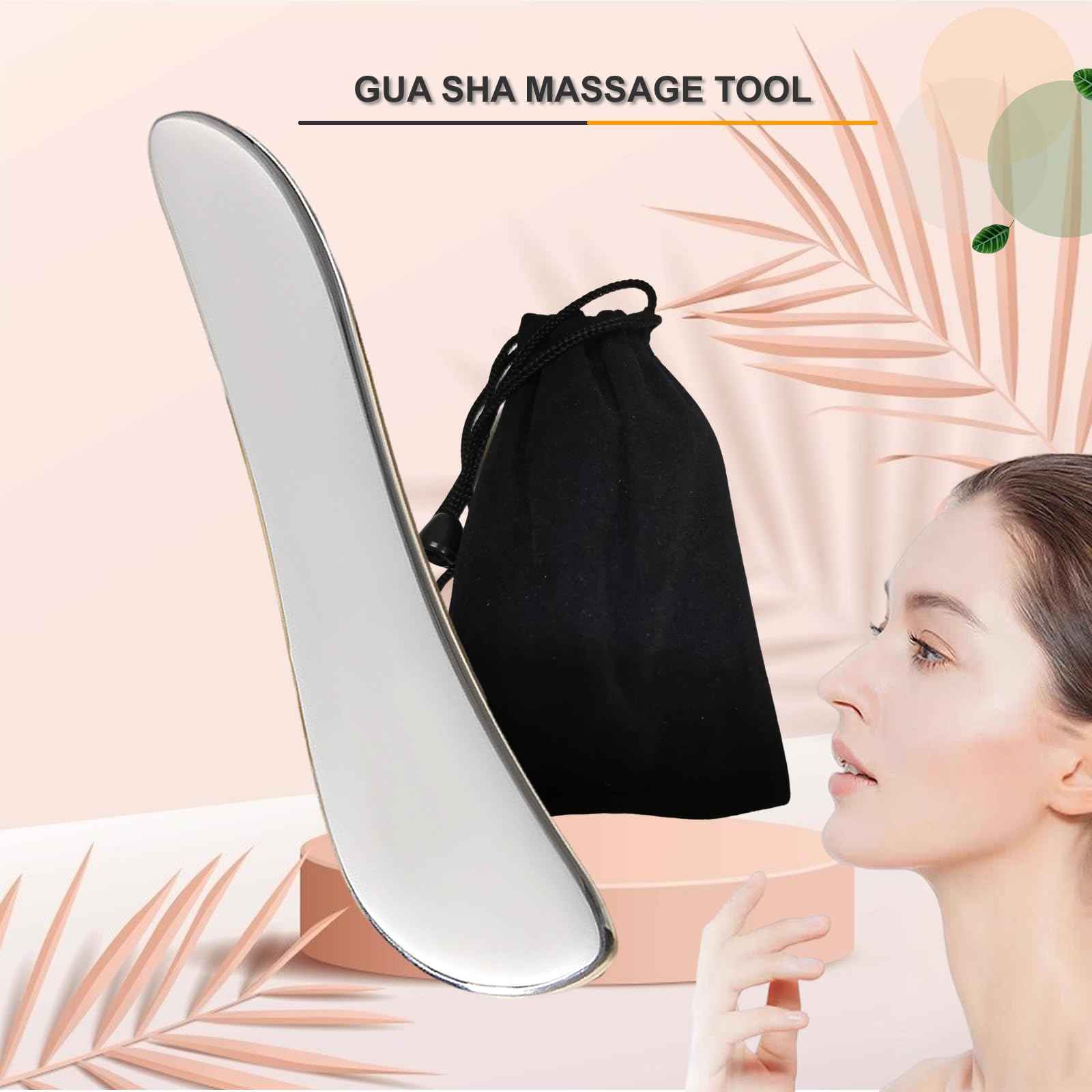 Hysotok Face & Body Massager - Stainless Steel Guasha Set for Wrinkle Reduction, Chin Lift & Skin Tightening (Silver)