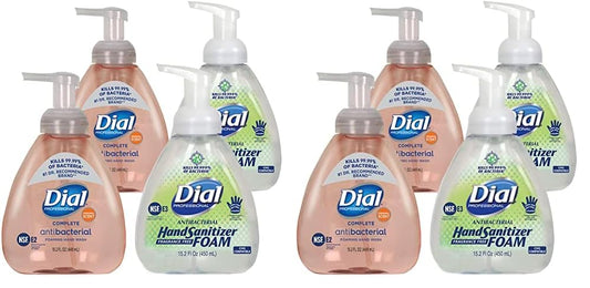 Dial Complete Original Antibacterial Foaming Hand Wash Professional Antibacterial Foaming Hand Sanitizer Pump, 15.2 FL OZ (Mixed 8-Pack)