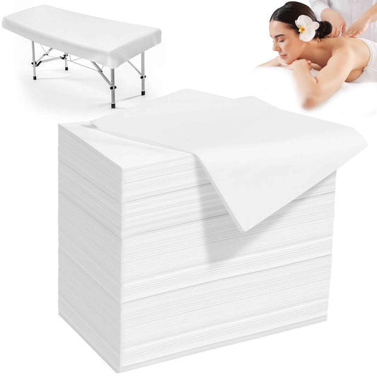Celmuron 200 Pcs Disposable Massage Table Sheets 31.5" x 71", Non-Woven White Bed Covers for Spa, Massage, Beauty & Tattoo(White)