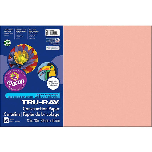 Tru-Ray® Heavyweight Construction Paper, Salmon, 12" x 18", 50 Sheets