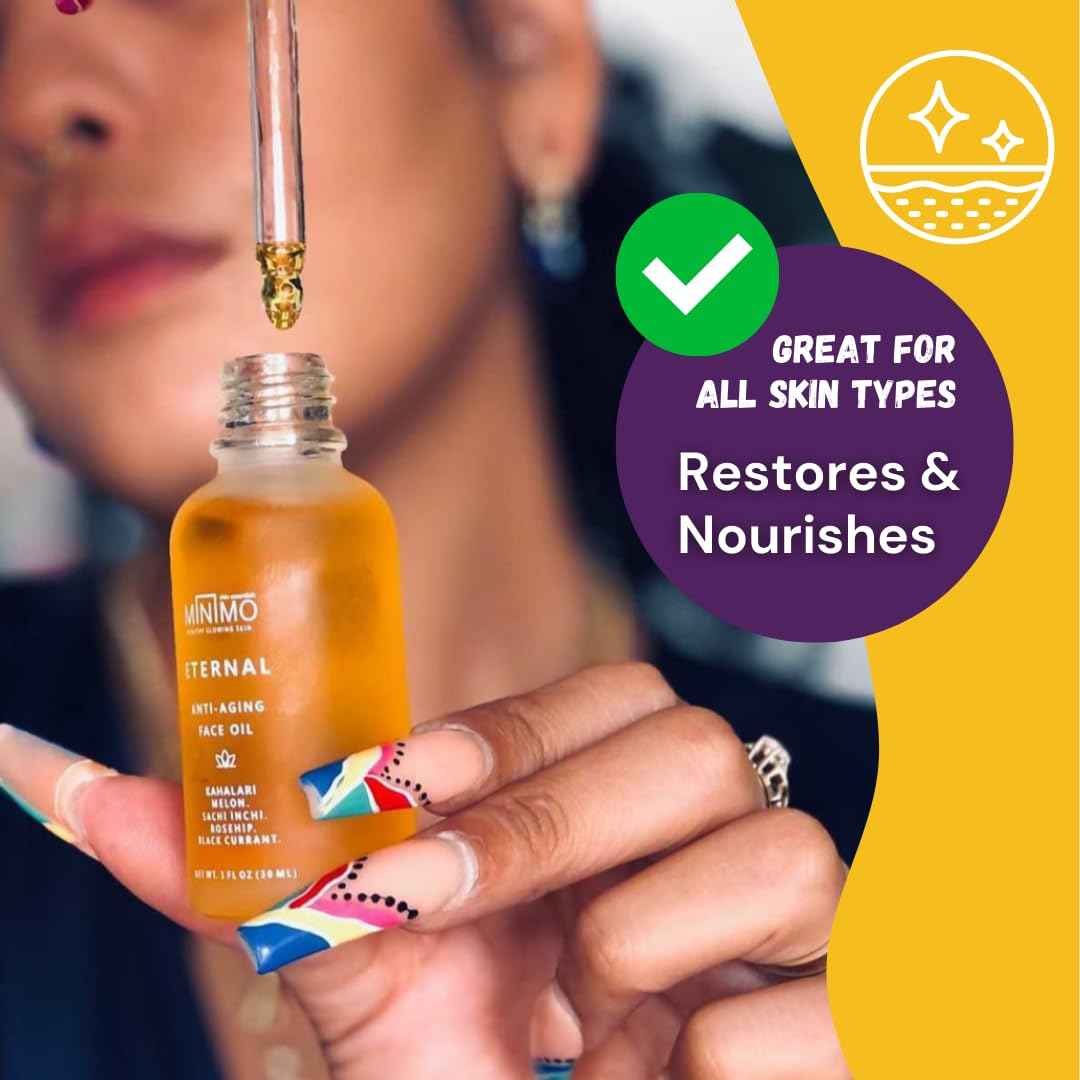 Minimo Skin Essentials Vitamin C Glow Face Oil – Facial Oil Instantly Nourishes | Vitamin C face Oil for glowing Radiant skin | Eternal Concentrated Lightweight Youth Enhancing Daily Face Oil - 1 oz