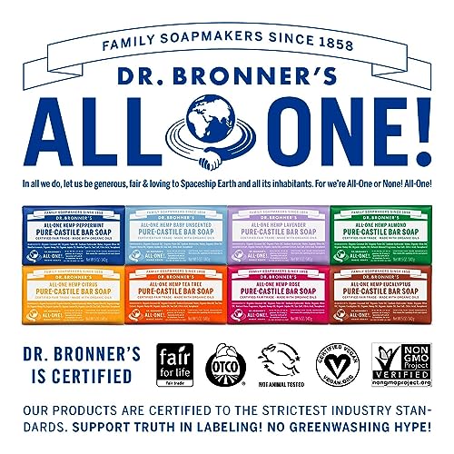 Dr. Bronner's - Pure-Castile Bar Soap (Lavender, 5 ounce) - Made with Organic Oils, For Face, Body and Hair, Gentle and Moisturizing, Biodegradable, Vegan, Cruelty-free, Non-GMO