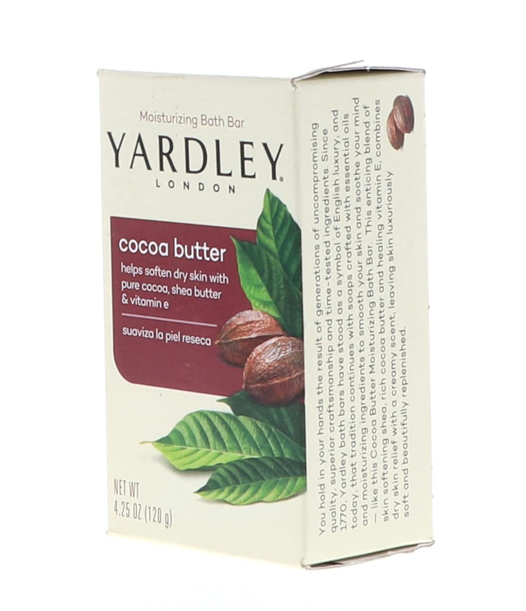 Yardley London Pure Cocoa Butter & Vitamin E Bar Soap, 4.25 Ounces /120 G (Pack of 3)