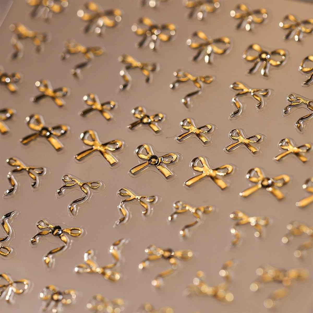5D Embossed Bow Nail Art Stickers Gold Bow Knot Nails Stickers Self Adhesive Nail Decals Rhinestone Design Manicure for Women Nail Art Decorations