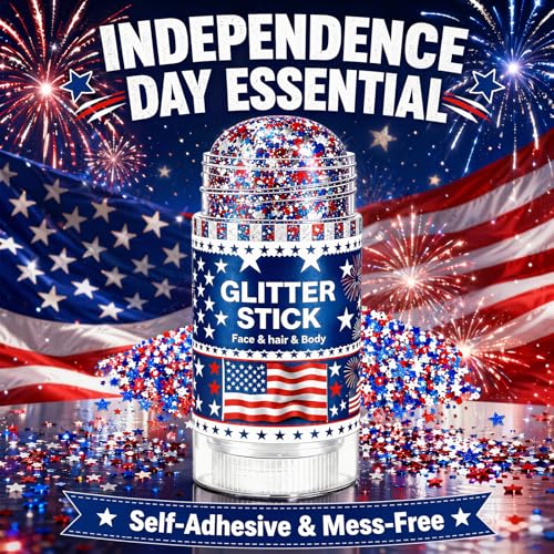4th of July Glitter Stick - Red White Blue Star Sequins