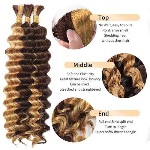 4/27 Boho Human Braiding Hair Curly for Boho Braids Bohemian 100% Human Hair for Braiding Wet and Wave Deep Wave Bulk Human Hair for Boho Knotless Braids No Weft 3 Bundles 20 Inch