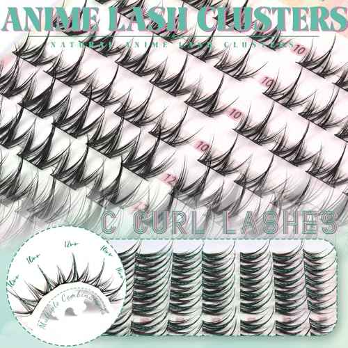 SeekLip Lash Clusters Manga Eyelash Clusters C Curl Spiky Natural Cluster Eyelashes 120PCS Anime Natural Look Cluster Eyelash Extensions for DIY at Home (Pulse C-10-14Mix)