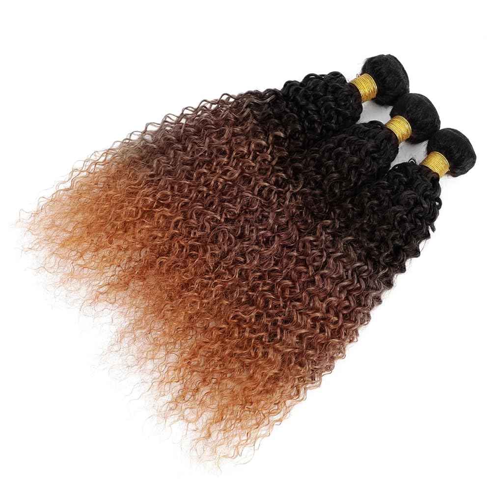 24 26 28 inch Natural Black Kinky Curly Bundles #4 Brown Human Hair Bundles Ombre 1b/4/30 Color Brazilian Remy Dark Brown Bundle