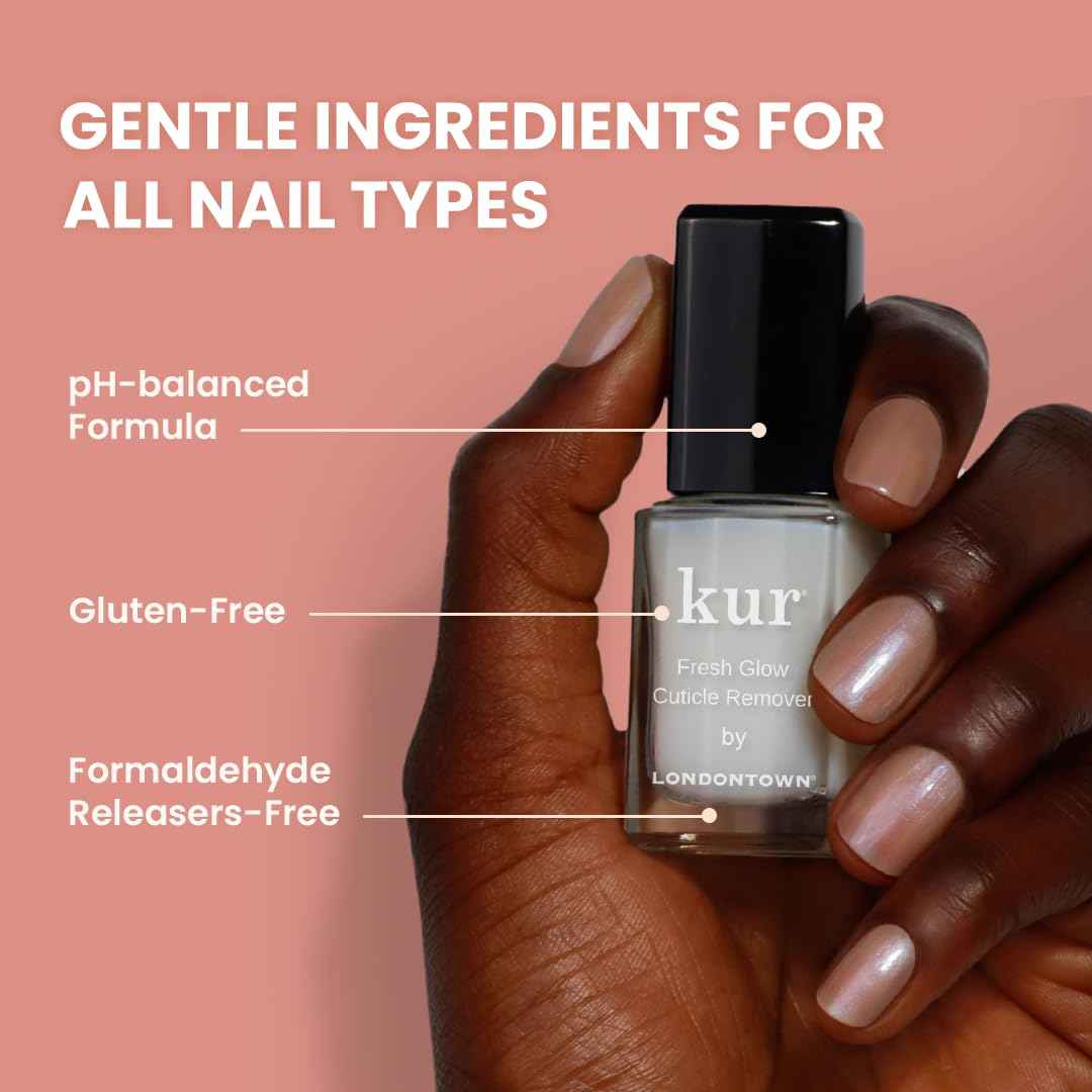 LONDONTOWN Fresh Glow Cuticle Remover - Instant Cuticle Remover Liquid - No Tool or Cutting Moisturizing Softening Nail Care for Dry, Damaged Cuticles, .40fl oz