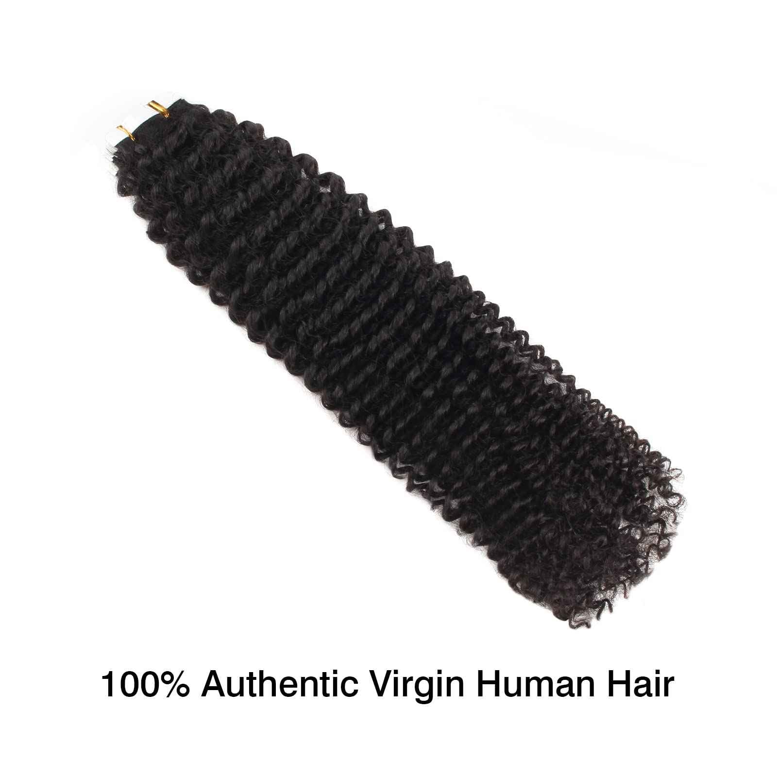 Lovrio Tape in Hair Extensions Human Hair Kinky Curly 50grams 20pcs Double Side Tape ins for Black Women Human Hair 18 inch Natural Black Soft hair Invisibe Curly Tape in Hair Extensions