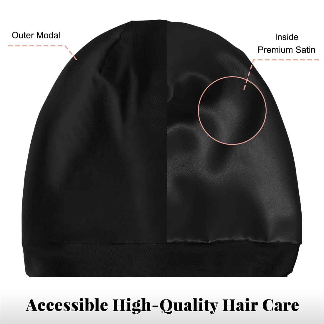 Kafteri 2 PCS Satin Silk Bonnet for Sleeping Women,Double Layer Hair Wrap Sleeping for Women Men, Silk Satin Lined Beanie Sleep Cap for Curly Hair Adjustable