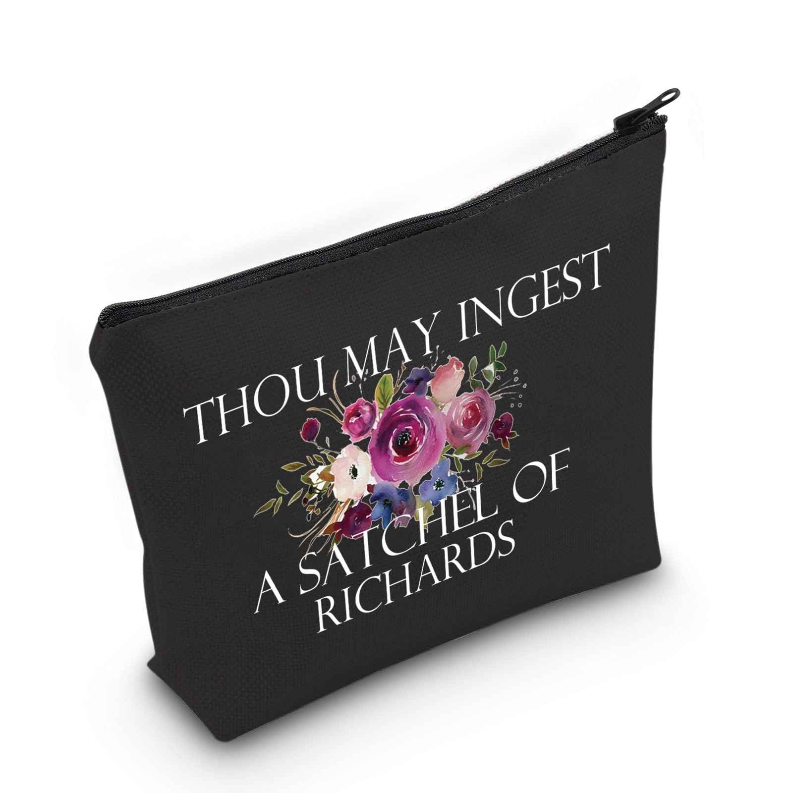 MNIGIU Funny Sarcastic Gift Thou May Ingest a Satchel of Richards Makeup Zipper Pouch Bag for Friends Adult Saying Joke (THOU Black Bag)