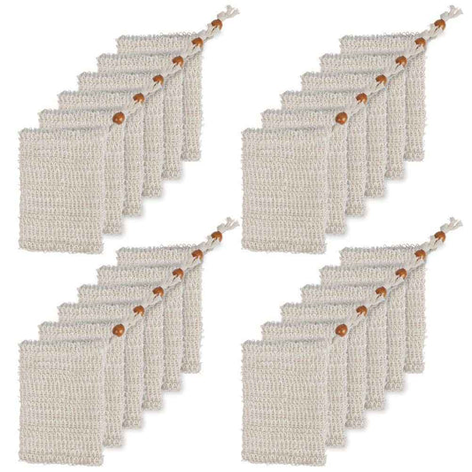 BUYGOO 30 Pack Soap Exfoliating Bag, Natural Soap Saver Hand Made Sisal Mesh Soap Bag Bar Soap Bag with Drawstring for Bath & Shower Use