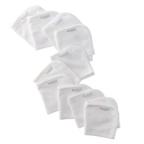 Butterblu River 10-Pack Baby Terry Washcloths 100% Organic Cotton Absorbent for Baby and Toddler Boys & Girls, White, One Size