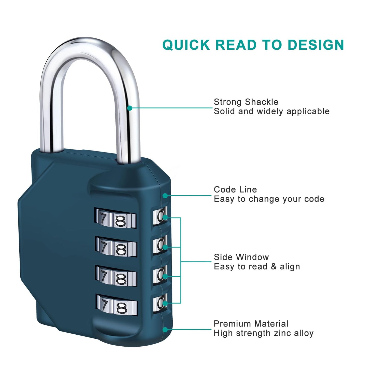 ZHEGE Combination Lock, 4 Digit Combination Padlock Outdoor, School Lock, Gym Lock (Dark Green)