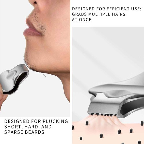 AUSOMTEK Butterfly Beard Tweezers, Hair Plucking, Fine Hair Removal Tweezers, Eyebrows Tool, Stainless Steel, 20mm Wide Tips, Anti-Slip Slot, Brown PU Case 1Pack